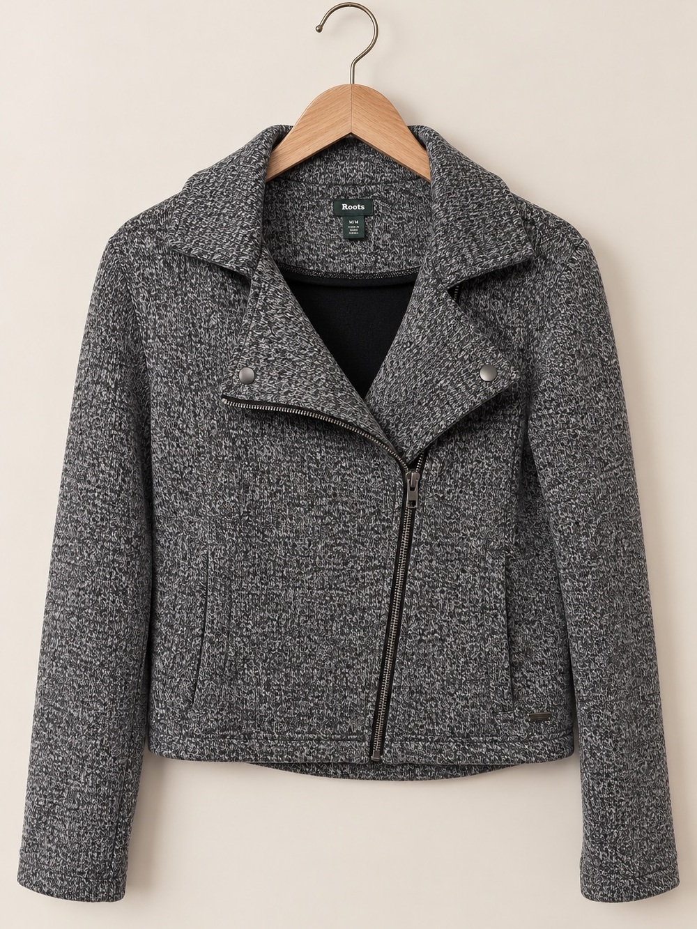 Roots Canada | Women’s Marled Knit Moto Jacket Asymmetrical Zip Lapel Collar